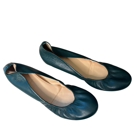 J. Crew Cece Ballet Flat in Genuine Italian Leather Forest Green Size 9 - Picture 1 of 10